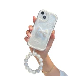 Luxury Pearl Bow iPhone Case with Strap for girls