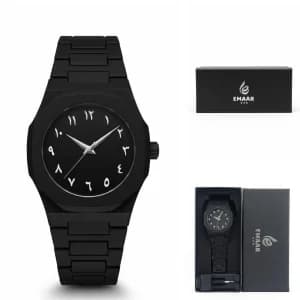 Luxury Matte Black Watch – Arabic Numerals