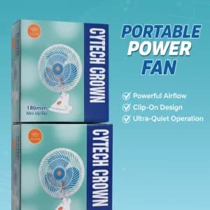 Cytech Crown Mini Clip Fan – 180mm | Brand New